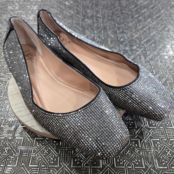 🐢 INC International Concepts Juney Dark Crystal Square Toe Ballet Flats Size6.5 - Picture 1 of 11